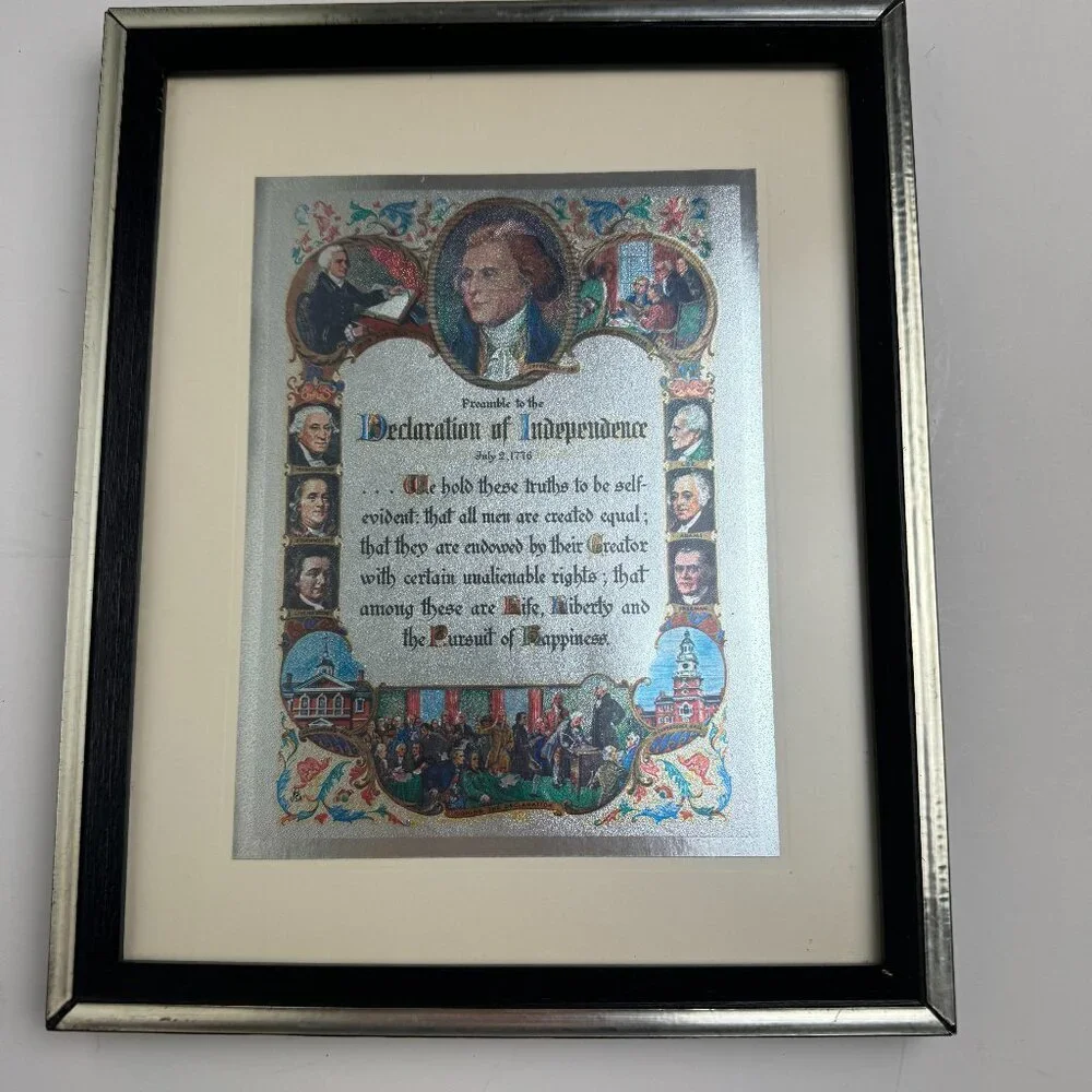 J. Rosen A. Hilton USA Patriotic Art Pint Declaration of  Independence Etch Foil